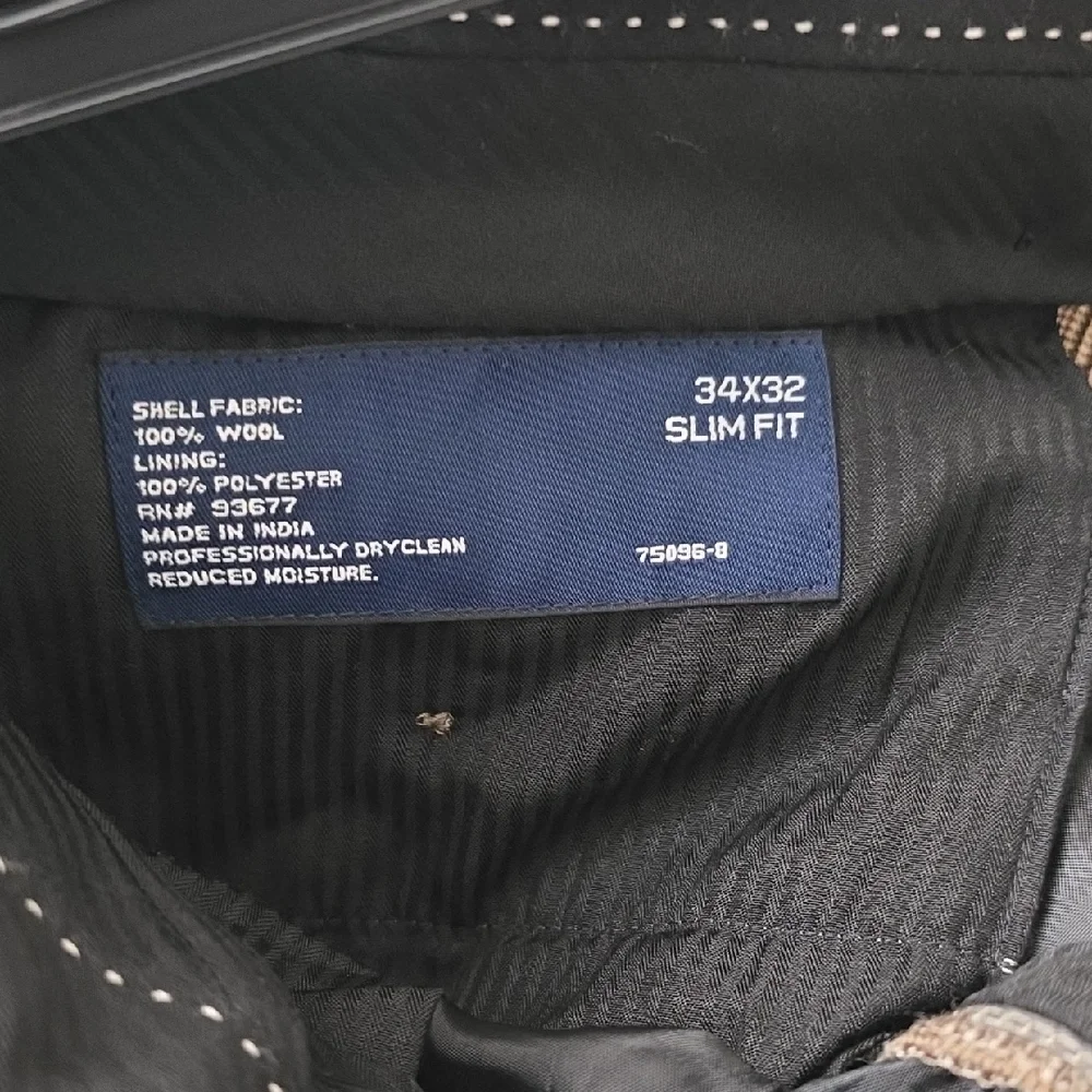 Stafford Signature 100% Wool Brown & Blue Plaid Suit 40R jacket 34×32 Pants - Picture 10 of 12